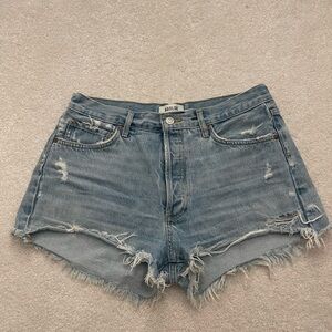Agolde Light Blue Distressed Jean Shorts